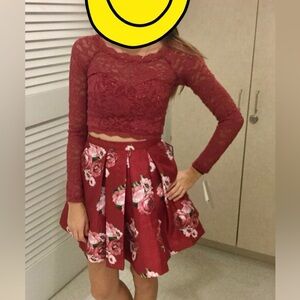 Two piece floral semi formal dress